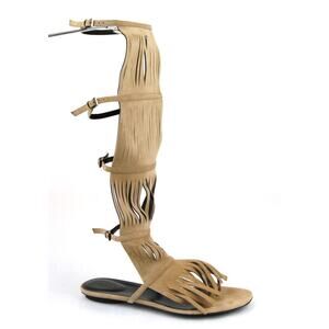 Gucci Becky Suede Knee high Gladiator Sandal with fringe EU 38